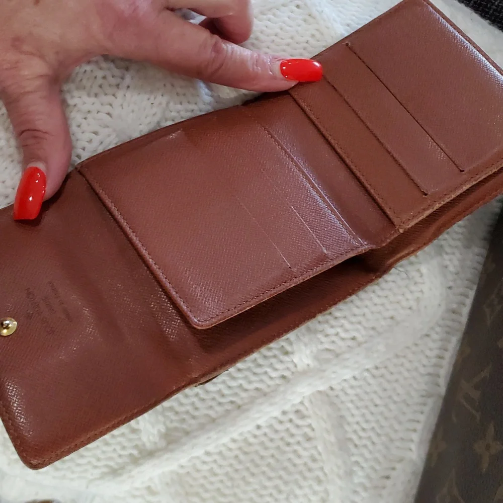 Louis Vuitton small monogram two way snap wallet brown tan luxury designer used - Picture 7 of 11